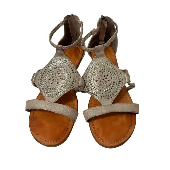 Carlos Santana Silver Braided Ankle Strap Back Zipper Sandals Size 9.5 - Picture 6 of 7